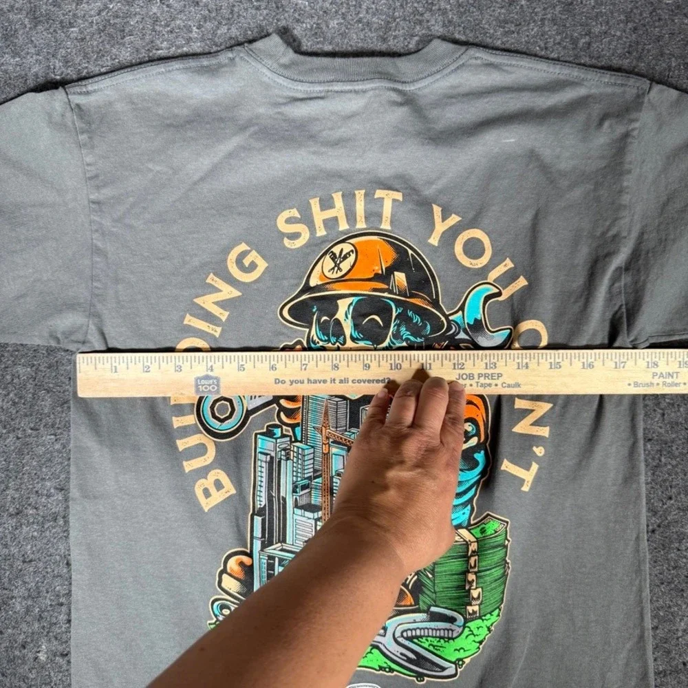 Bayside‎ Jrnymn Apparel Building Shit You Cant Skeleton Grey Graphic T-Shirt M